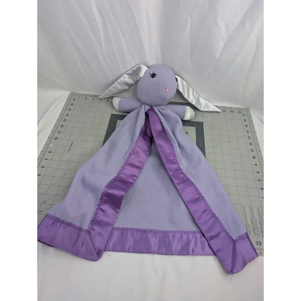 Purple Rabbit Lovey Security Blanket Satin Ears Edge 24 Inch Stuffed Animal Toy